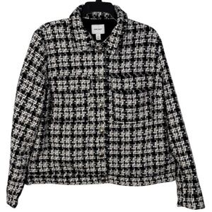 Nine West Jacket Black/White w/ Silver Thread‎ Detail/Buttons Sz XL  EUC